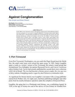 Against Conglomeration Dan Sinykin and Edwin Roland