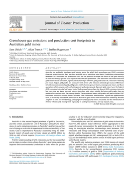 Greenhouse Gas Emissions and Production Cost Footprints in Australian Gold Mines