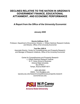 Declines Relative to the Nation in Arizona's Government Finance