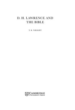 D. H. Lawrence and the Bible