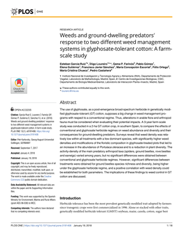 Response to Two Different Weed Management Systems in Glyphosate-Tolerant Cotton: a Farm- Scale Study