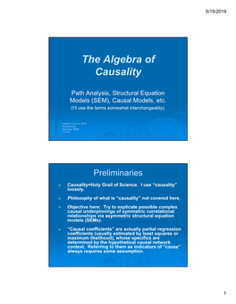 The Algebra of Causality