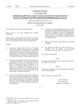 COMMISSION DECISION of 23 December 2005 Amending