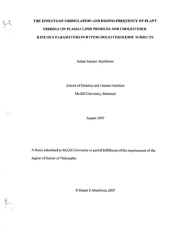 The Effects of Formulation and Dosing Frequency of Plant Sterols on Plasma Lipid Profiles and Cholesterol Kinetics Parameters In