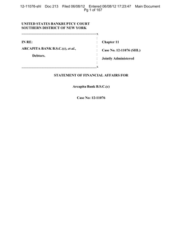 UNITED STATES BANKRUPTCY COURT SOUTHERN DISTRICT of NEW YORK ------X : in RE: : Chapter 11 : ARCAPITA BANK B.S.C.(C), Et Al., : Case No