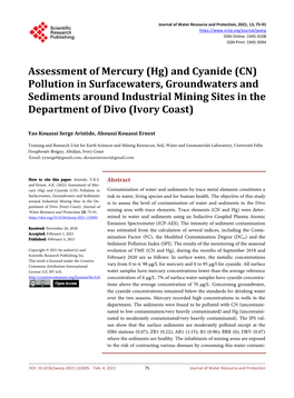 Pollution in Surfacewaters, Groundwaters and Sediments Around Industrial Mining Sites in the Department of Divo (Ivory Coast)