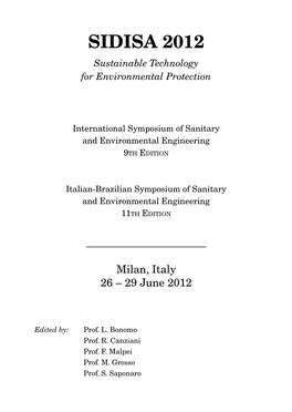 SIDISA 2012 Sustainable Technology for Environmental Protection