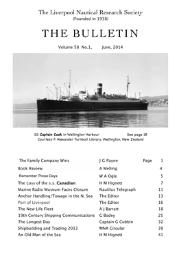 The Liverpool Nautical Research Society (Founded in 1938) � the BULLETIN � Volume 58 No.1, June, 2014