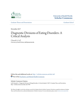 Diagnostic Divisions of Eating Disorders: a Critical Analysis Channah A
