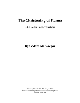 The Christening of Karma