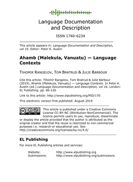 Malekula, Vanuatu) — Language Contexts