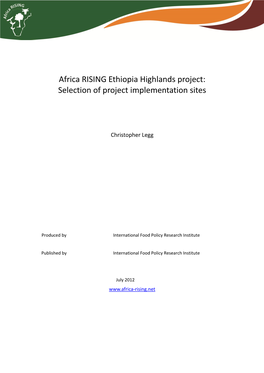 Africa RISING Ethiopia Highlands Project: Selection of Project Implementation Sites