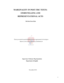 Marginality in Post-Trc Texts: Storytelling and Representational Acts