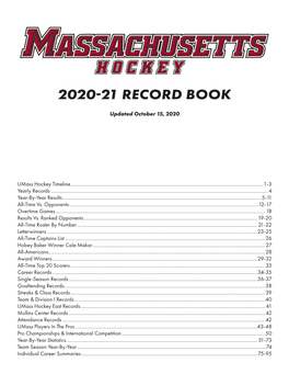 UMASS HOCKEY 2020-21 RECORD BOOK - 1 Cahoon Coached at the University of Massachusetts