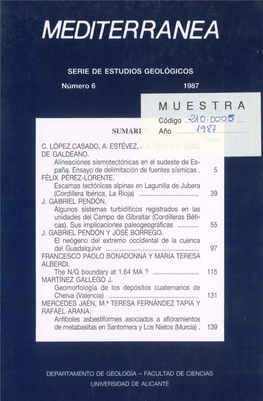 Mediterránea. Serie De Estudios Geológicos. N. 6 (1987)