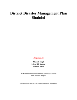 District Disaster Management Plan Shahdol