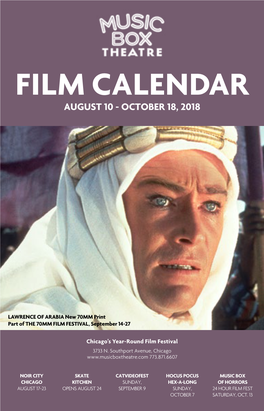 Film Calendar August 10 - October 18, 2018