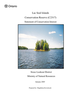 Lac Seul Islands Conservation Reserve (C2317) Statement of Conservation Interest