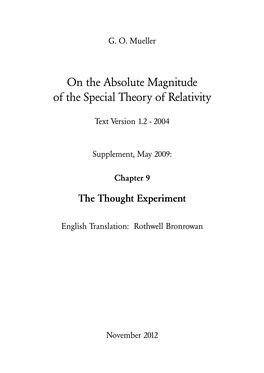 On the Absolute Magnitude of the Special Theory of Relativity