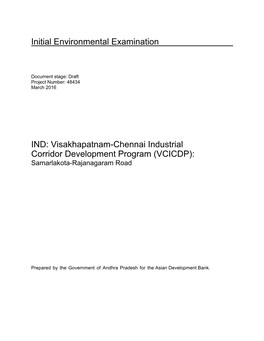 Initial Environmental Examination: Samarlakota–Rajanagaram Road