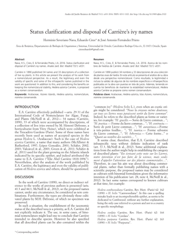 Status Clarification and Disposal of Carrière's Ivy