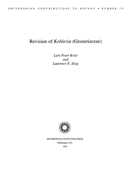 Revision of Kohleria (Gesneriaceae)