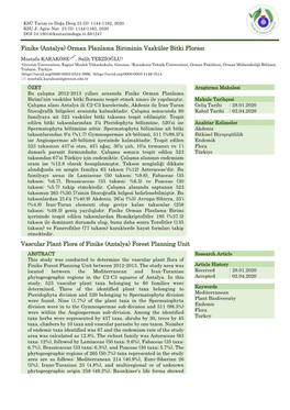 Finike (Antalya) Orman Planlama Biriminin Vasküler Bitki Florası