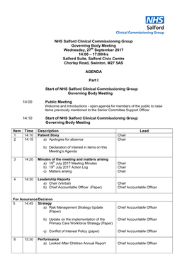 NHS Salford Clinical Commissioning Group Governing Body Meeting