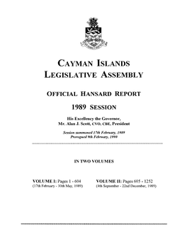 CAYMAN ISLANDS LEGISLATIVE Assembl Y