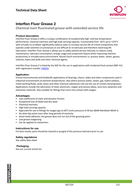 Technical Data Sheet Interflon Fluor Grease 2 Chemical Inert Fluorinated