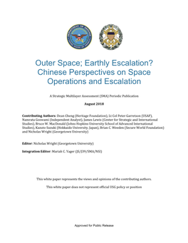 Outer Space; Earthly Escalation? Chinese Perspectives on Space Operations and Escalation