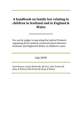 A Handbook on Family Law Relating to Children in Scotland and in England & Wales