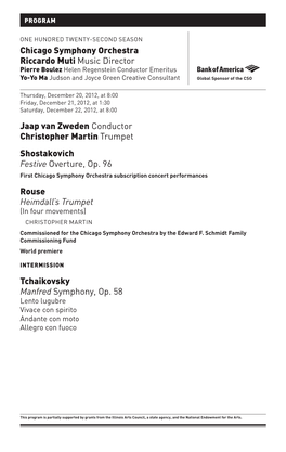 Jaap Van Zweden Conductor Christopher Martin Trumpet Shostakovich Festive Overture, Op