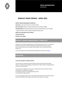 Renault News France - April 2021