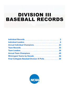 Division Iii Baseball Records