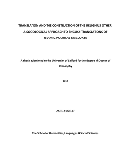 A Sociological Approach to English Translations of Islamic Political Discourse