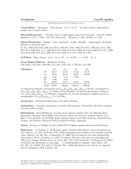 Crookesite Cu7(Tl, Ag)Se4 C 2001-2005 Mineral Data Publishing, Version 1