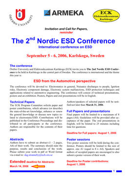 The 2 Nordic ESD Conference