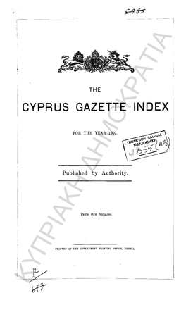 Cyprus Gazette Index, 1907