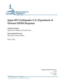 Japan 2011 Earthquake: U.S. Department of Defense (DOD) Response