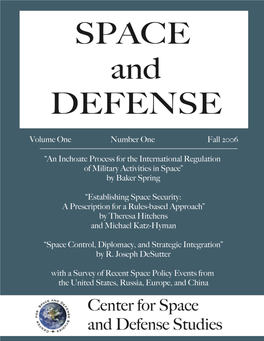 Space and Defense, Volume 1, Number 1, August 2006