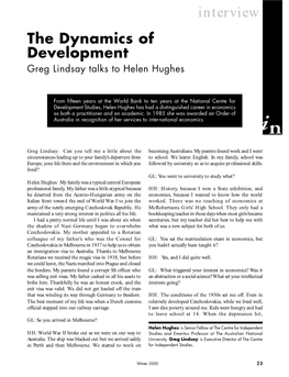Interview the Dynamics of Development Greg Lindsay Talks to Helen Hughes
