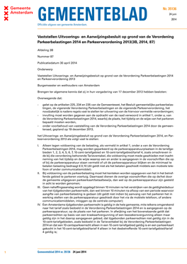 Vaststellen Uitvoerings- En Aanwijzingsbesluit Op Grond Van De Verordening Parkeerbelastingen 2014 En Parkeerverordening 2013(3B, 2014, 87)