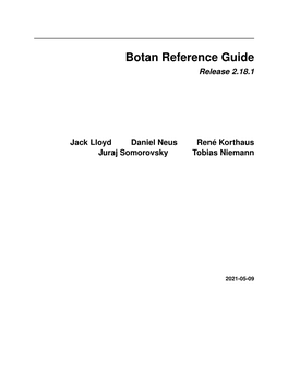 Botan Reference Guide Release 2.18.1