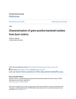 Characterization of Gram-Positive Bacterial Isolates from Burn Victims