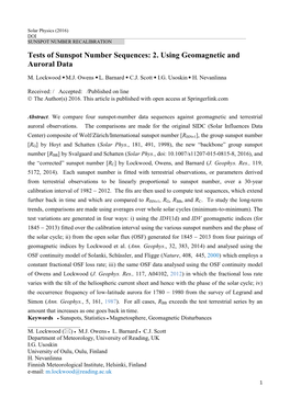 Tests of Sunspot Number Sequences: 2