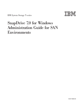 IBM System Storage N Series Snapdrive 7.0 for Windows