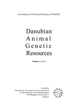 Danubian Animal Genetic Resources Volume 1 (2016)