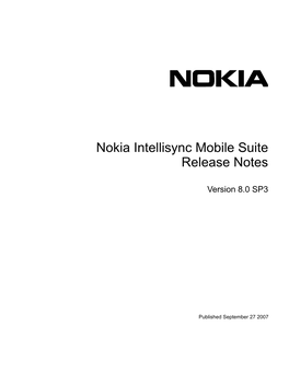 Intellisync Mobile Suite Release Notes 8.0