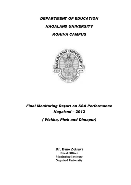 Final Monitoring Report on SSA Performance Nagaland – 2012